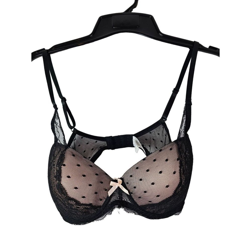 Jessica Simpson Women's‎ Black Nude Polka Dot Lace Mesh Bra Size 36C